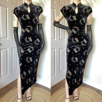 Charlotte Halton black velvet stretch evening dress uk 10 & 16 available