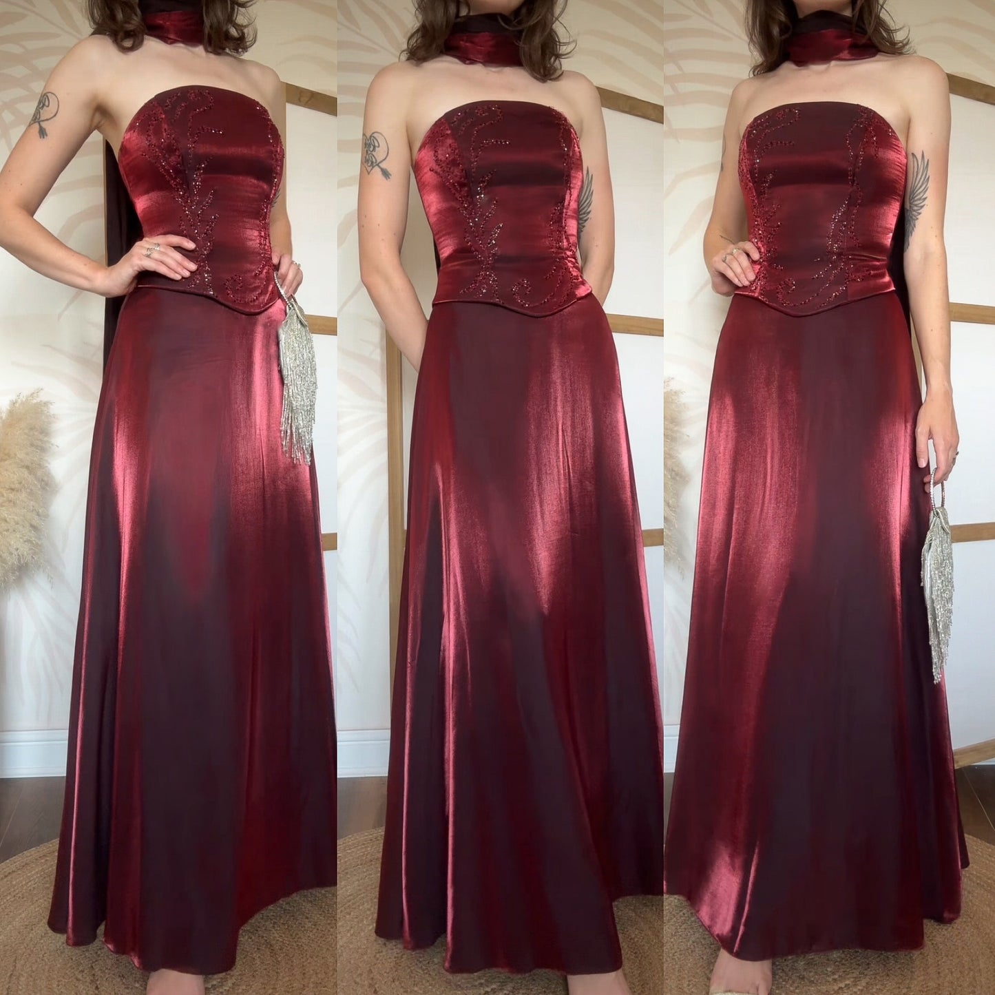 Shimmery dark red 3-piece prom set uk 8-10
