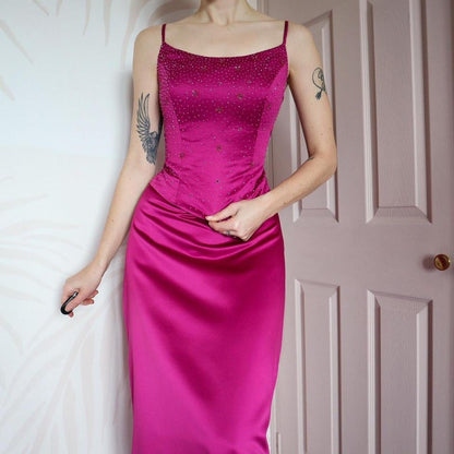 Hilary Morgan fuchsia pink 2 piece evening set UK 12