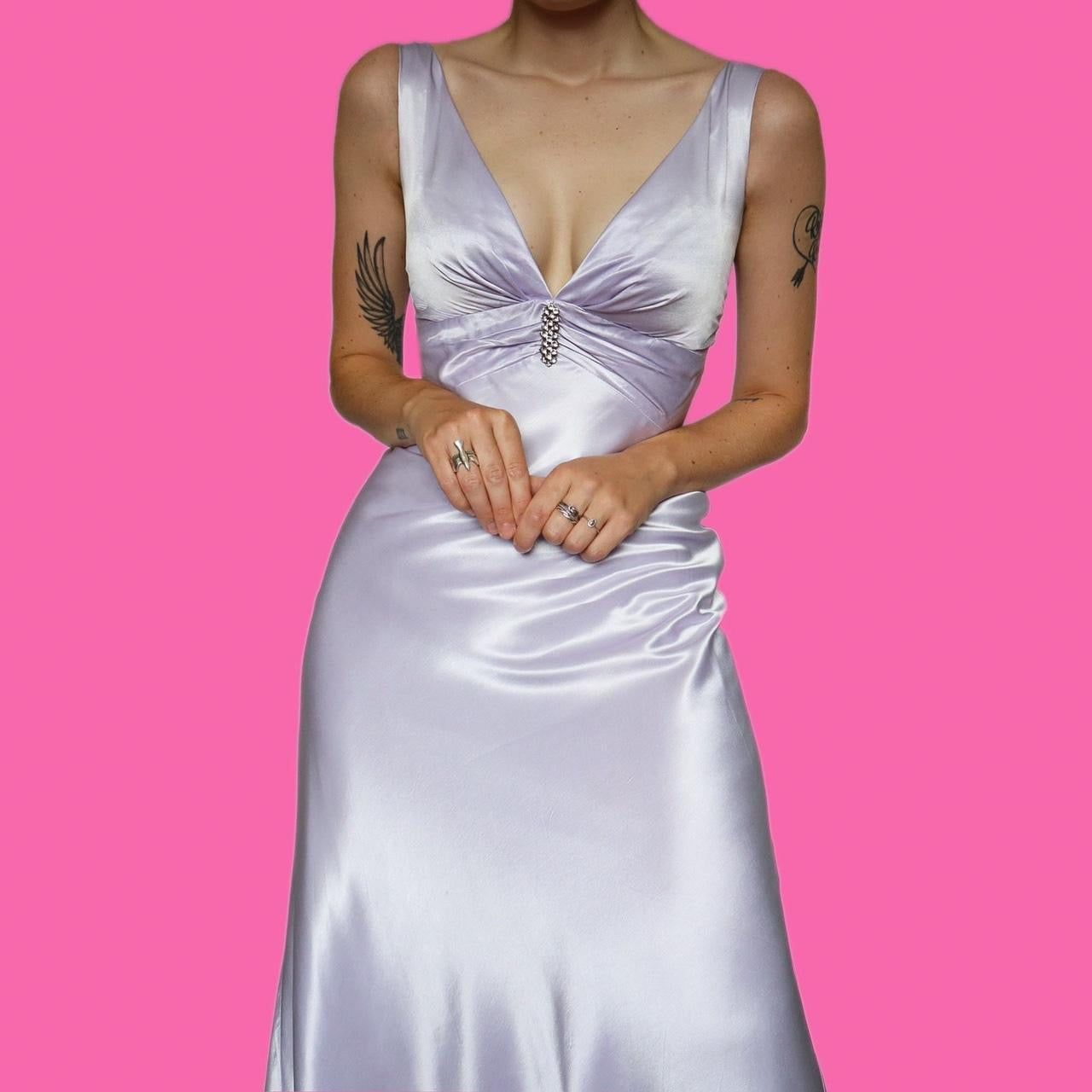 Morgan & Co silky lilac evening dress UK 8