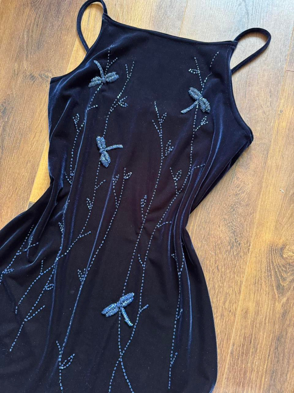 90s navy velvet stretch bodycon dress uk 12
