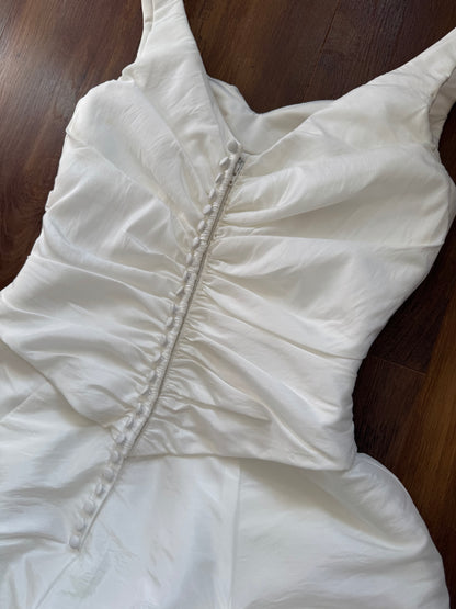 White draped a-line wedding dress uk 10-12