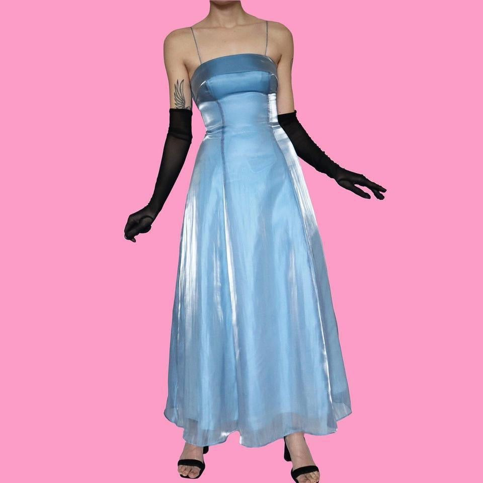 Ice blue a-line shimmery evening dress UK 6