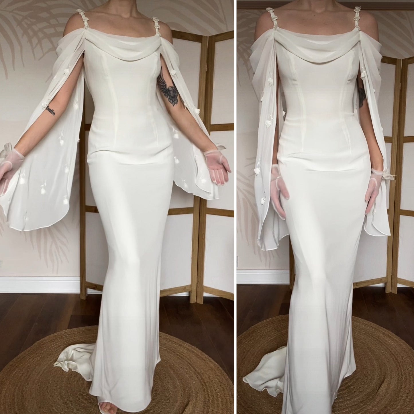 Ellis white long sleeve wedding dress UK 10-12