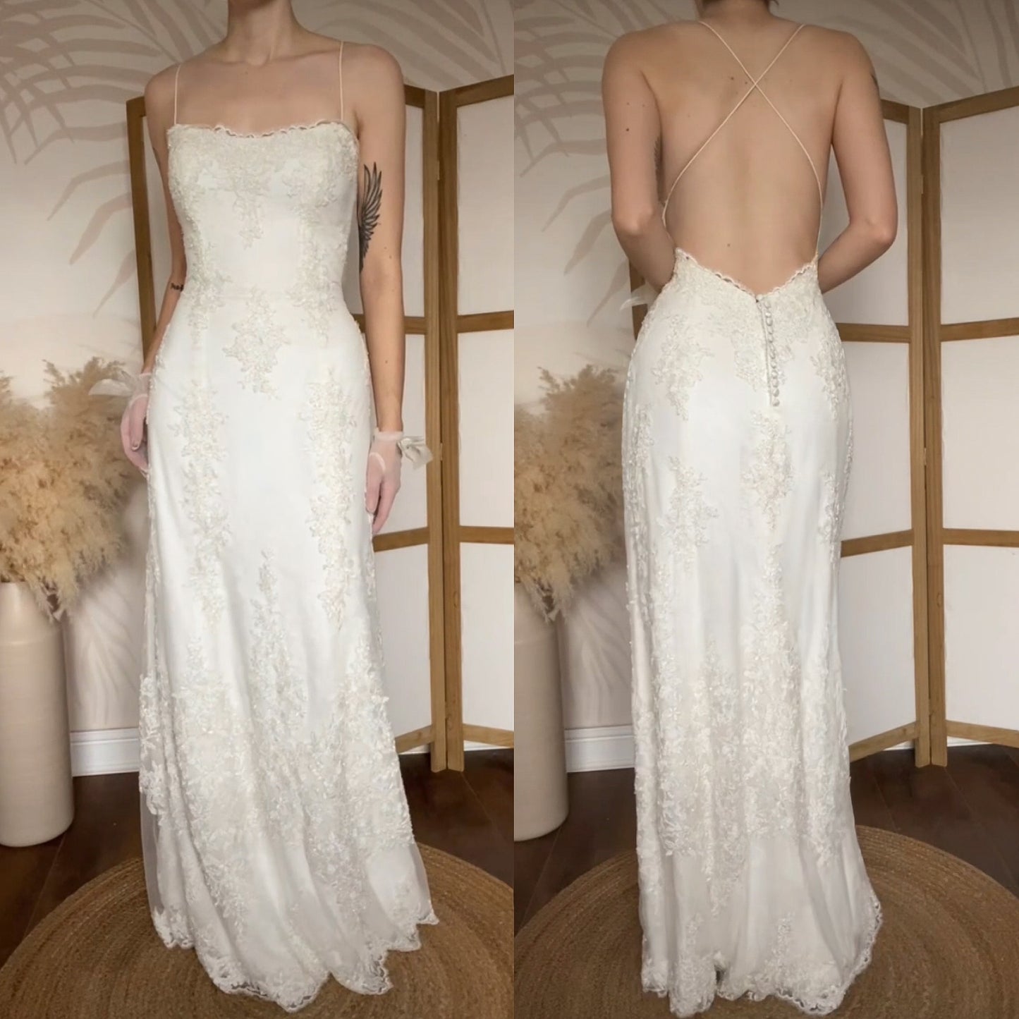 Benjamin Roberts ivory lace wedding dress uk 14