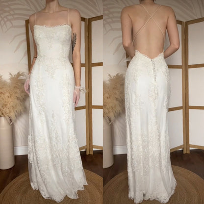 Benjamin Roberts ivory lace wedding dress uk 14