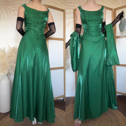 Forest green shimmery 3-piece prom set uk 12
