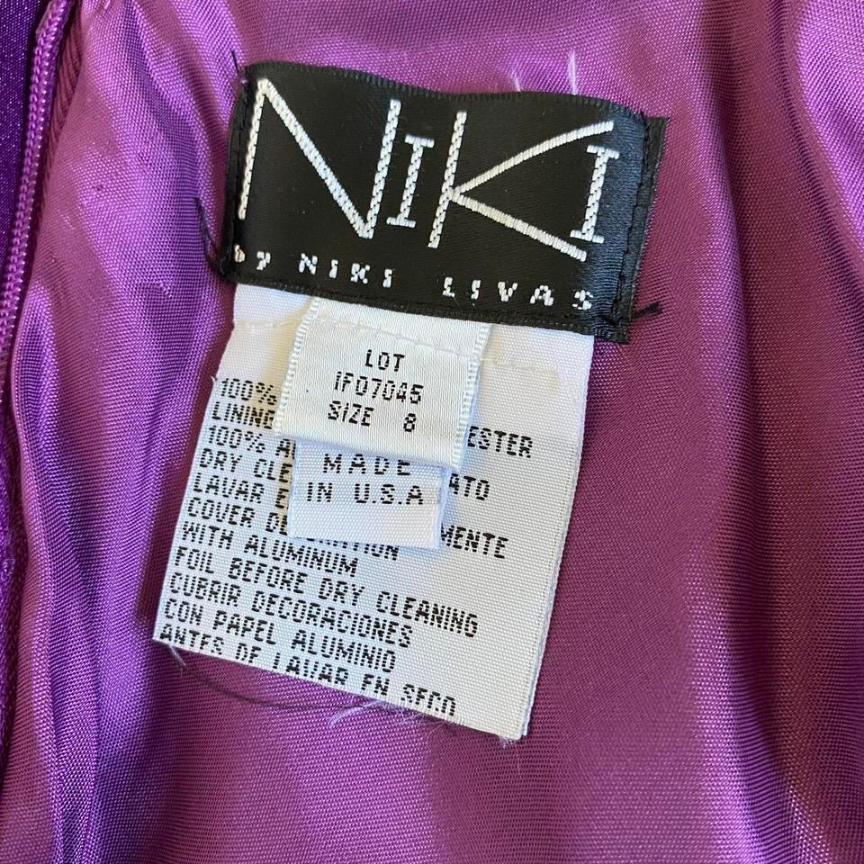 Niki Livas purple satin evening dress UK 8, 10 & 12 available