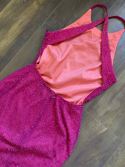 Marina fuchsia pink beaded evening dress uk 8