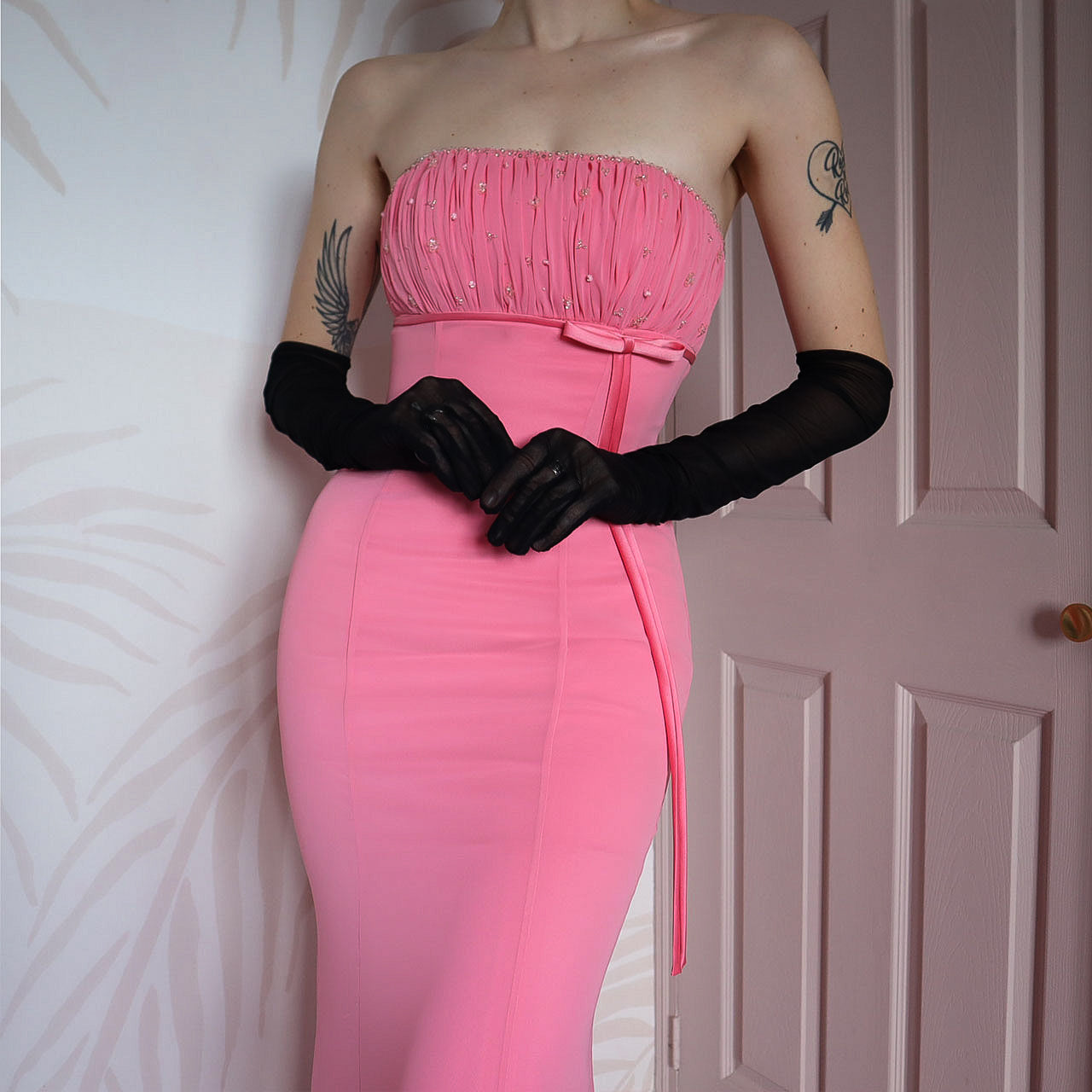 Bright coral Hilary Morgan evening gown UK 8