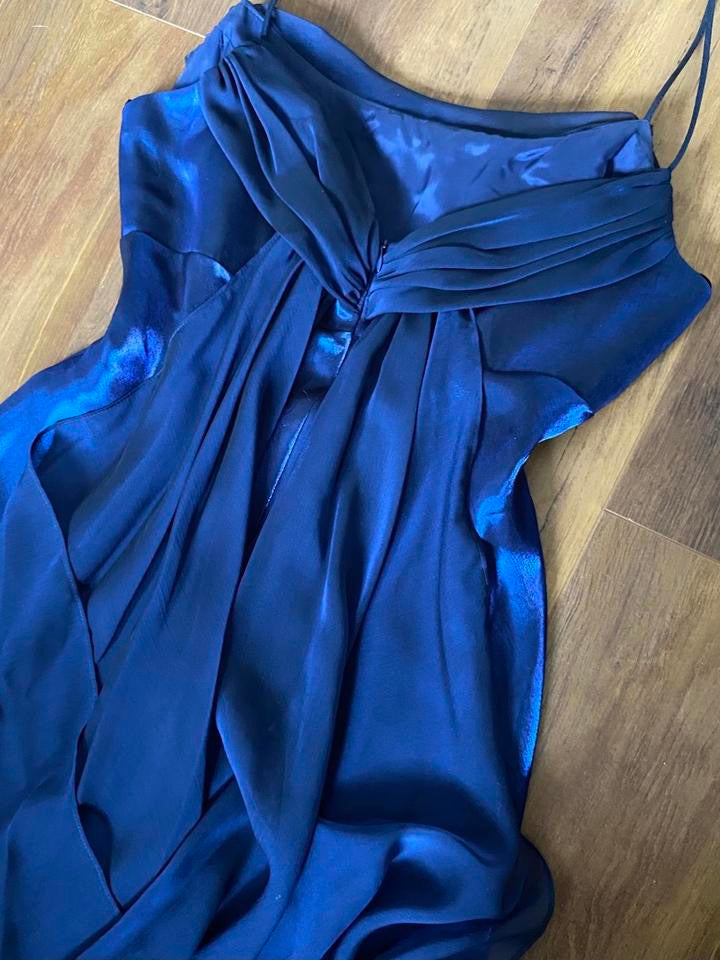 Navy silky evening dress uk 14-16