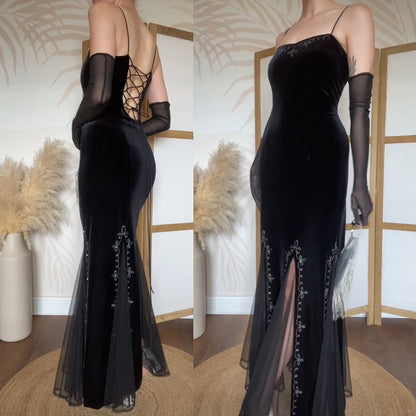 Dave & Johnny black velvet stretch evening dress uk 12
