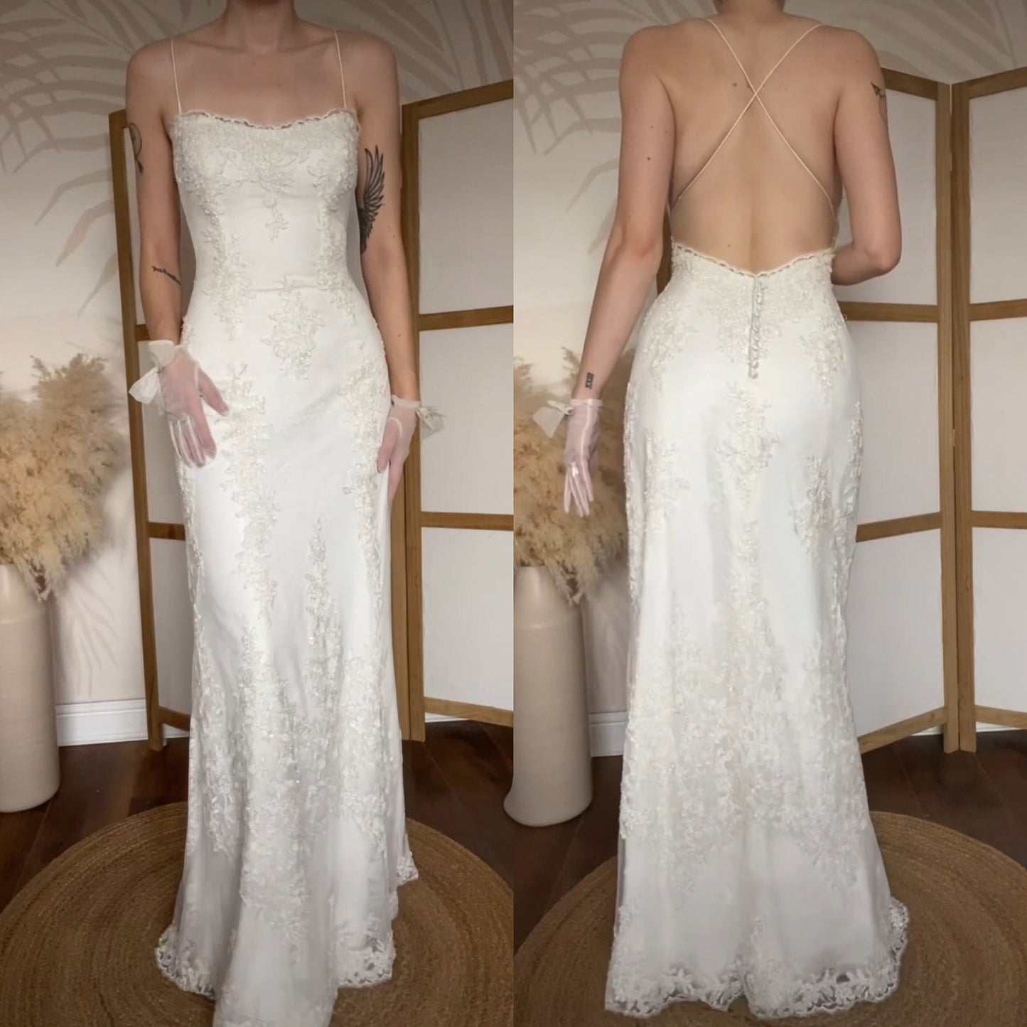 Benjamin Roberts ivory lace wedding dress uk 14