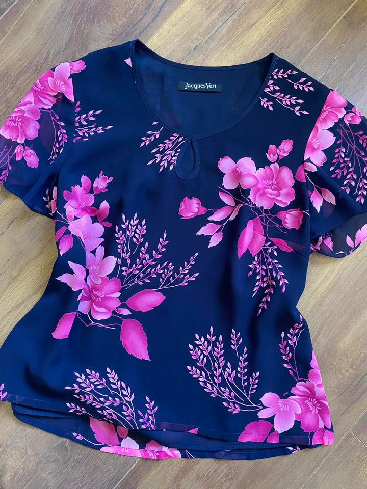 Jacques Vert navy floral 2 piece set UK 10