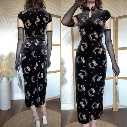 Charlotte Halton black velvet 90s dress uk 12