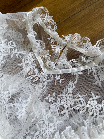 White lace long sleeve 70s wedding dress uk 10