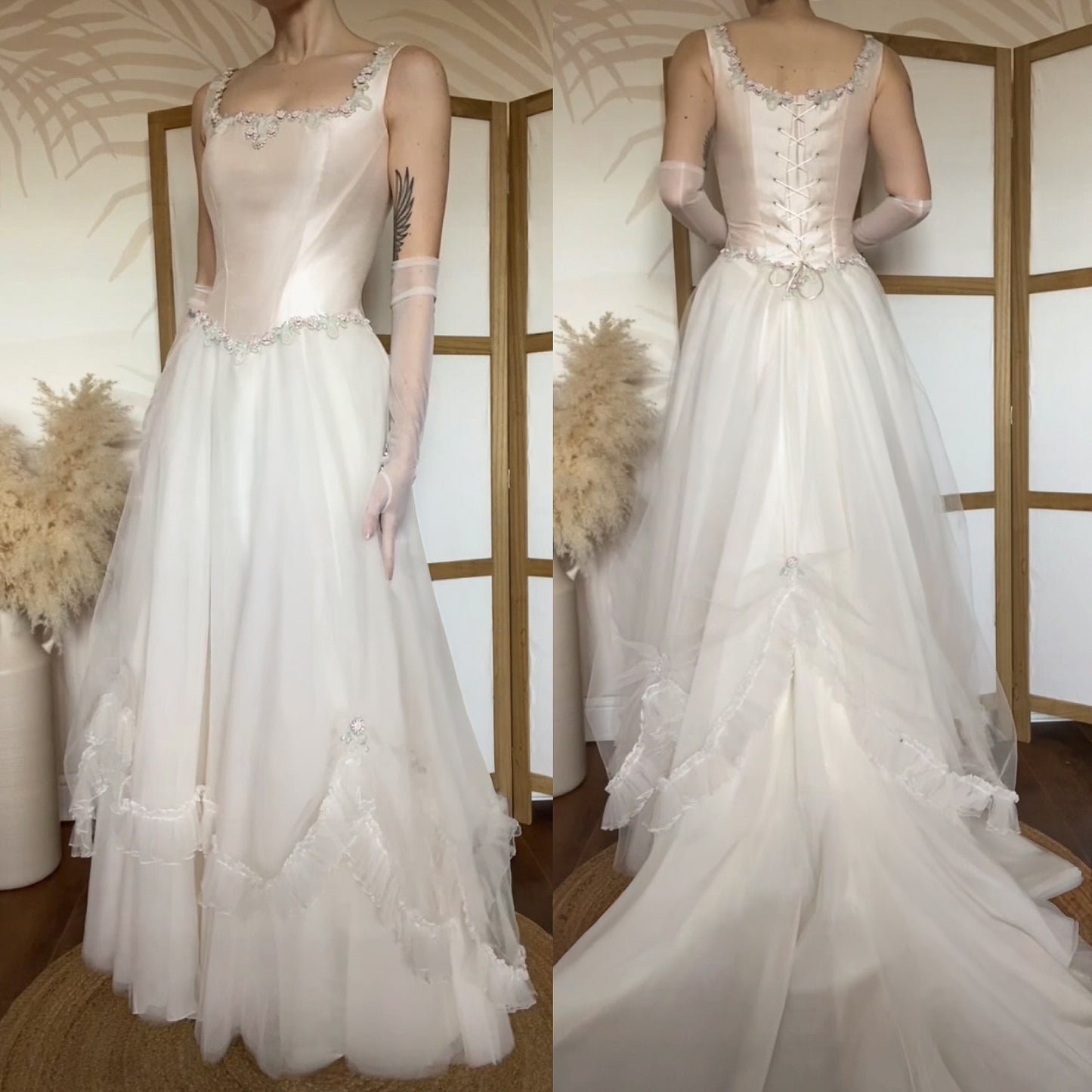 Silk blush pink Helen Marina wedding dress uk 10-12