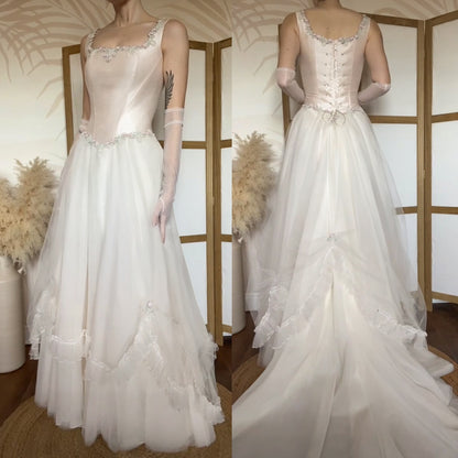 Silk blush pink Helen Marina wedding dress uk 10-12