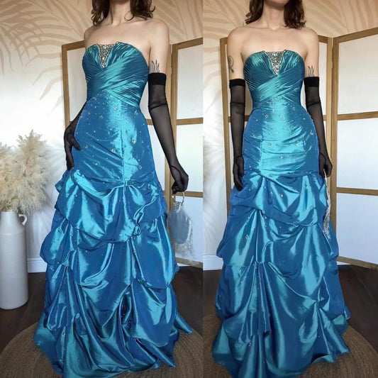 Sapphire May Queen strapless a-line beaded prom dress uk 12