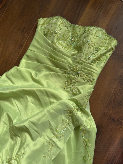 Green strapless a-line prom dress uk 10