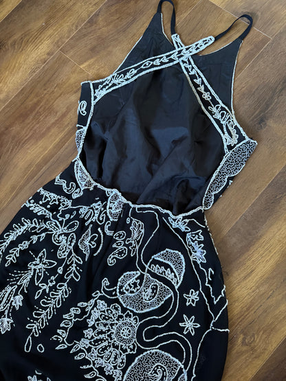Black & white beaded evening dress uk 14