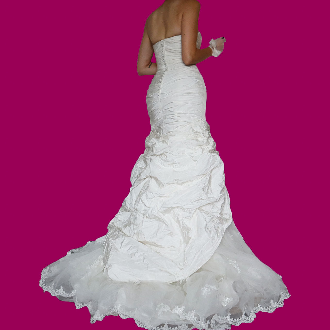 Ian Stuart ivory strapless fit & flare wedding dress UK 10-12