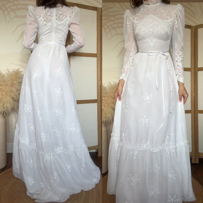 Pronuptia 70s long sleeve wedding dress uk 10