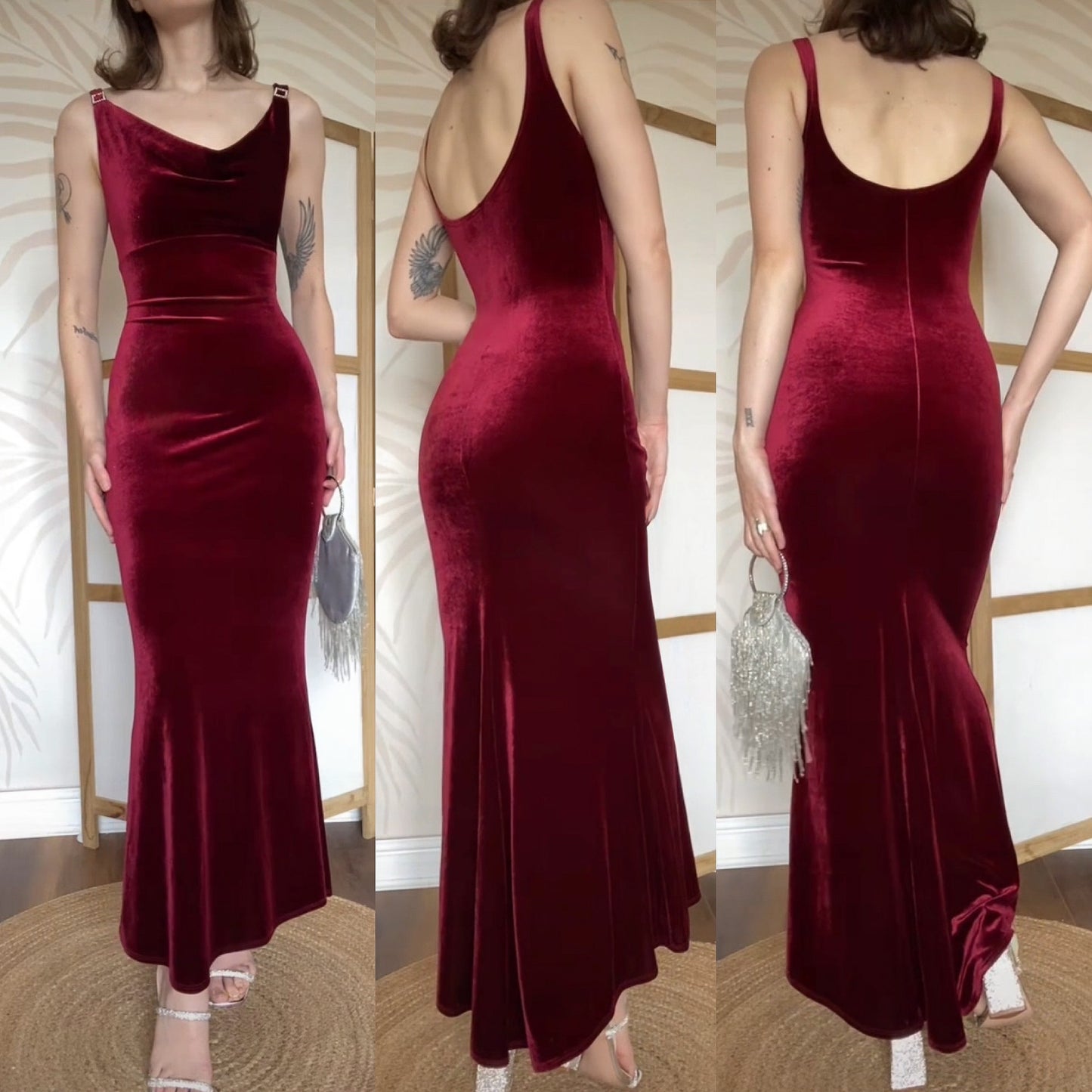 Red velvet stretch bodycon dress uk 10