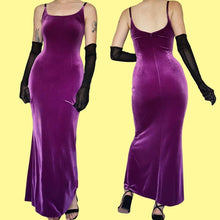 Load image into Gallery viewer, Purple Dusk velvet stretch evening dress UK 12
