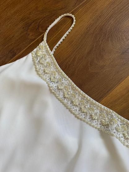 White Rena Koh pearl detail wedding dress uk 10