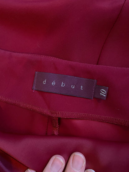 Burgundy slip dress with frill UK 10