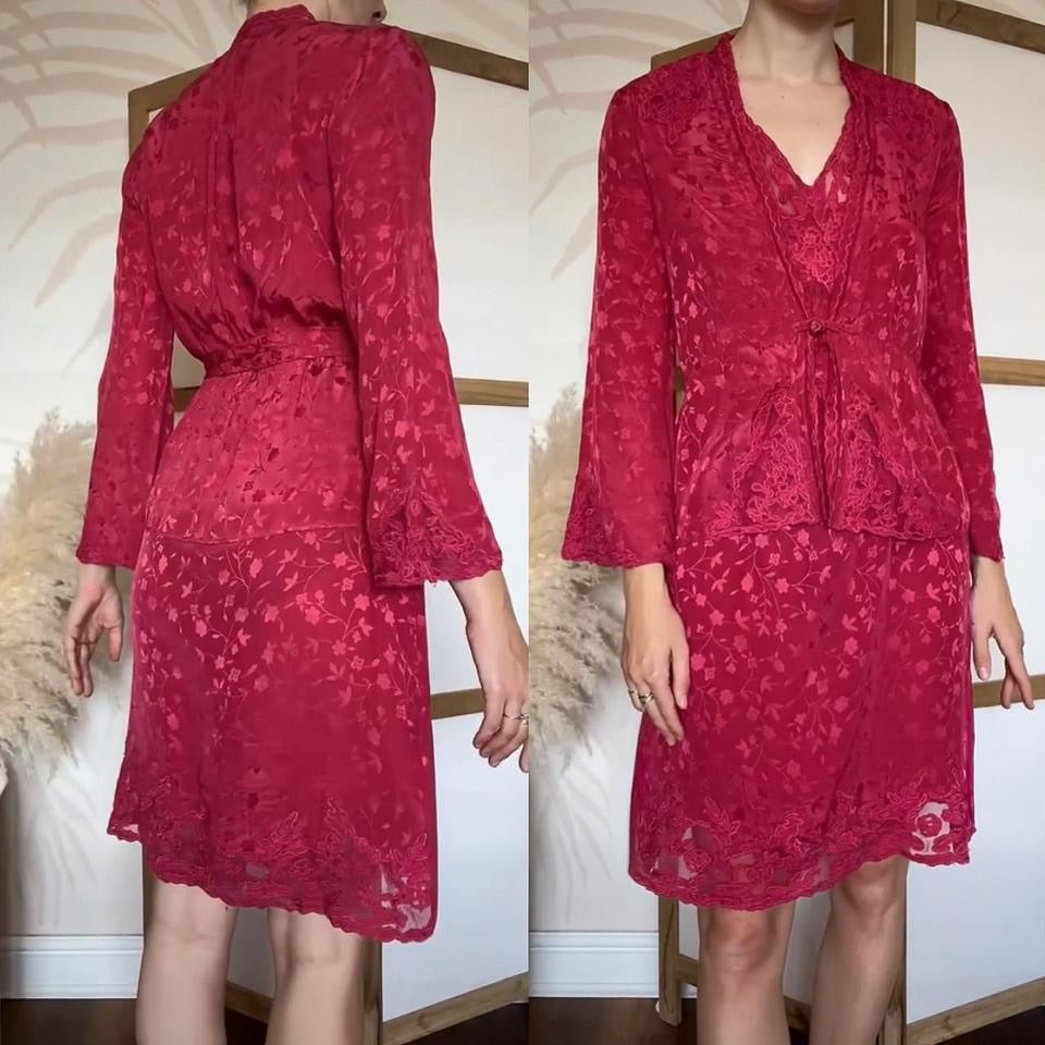 100% silk pink 2 piece uk 8-10/S