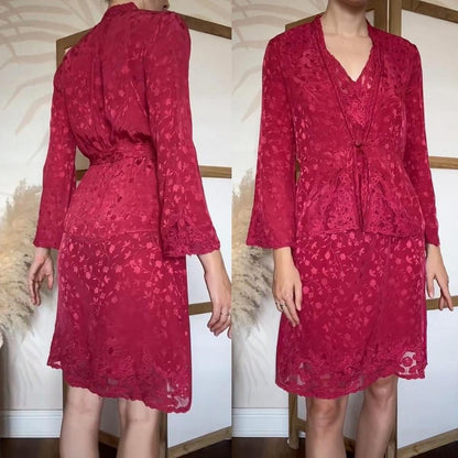 100% silk pink 2 piece uk 8-10/S