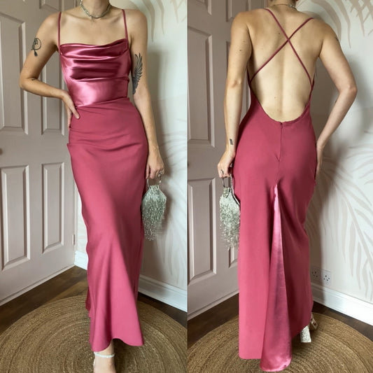 Dawn Stretton dusky pink evening dress UK 12