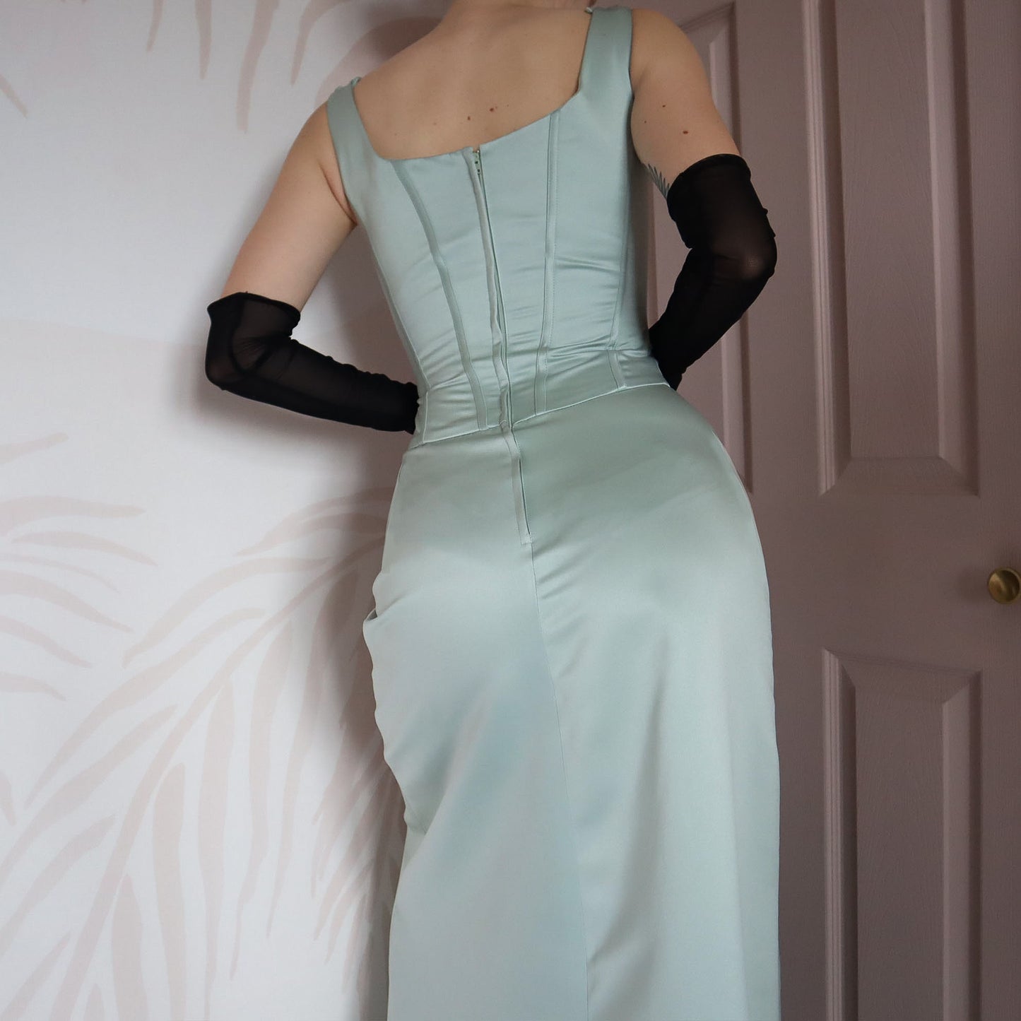 Light green a-line evening gown UK 8-10
