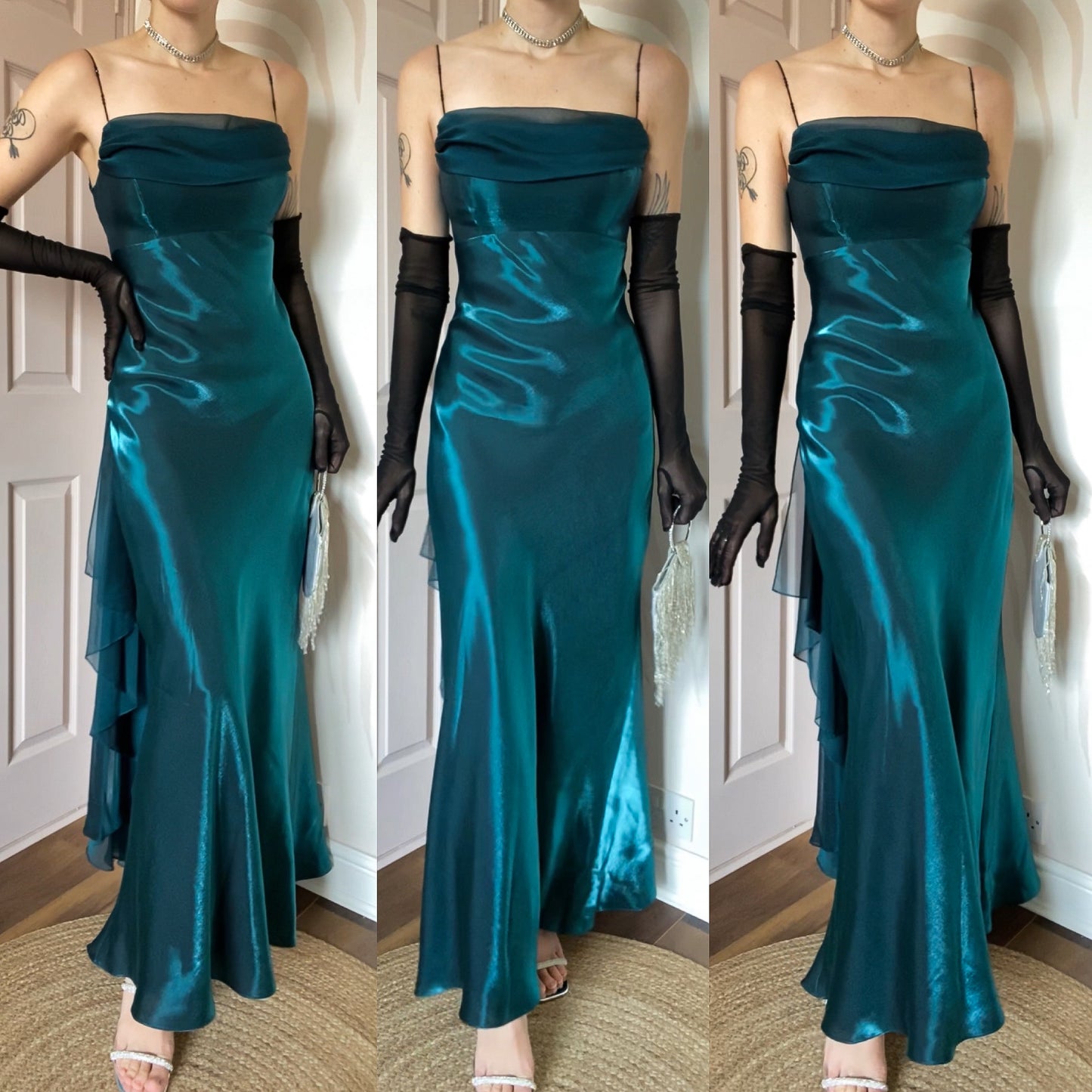 Teal Dave & Johnny silky evening dress UK 12