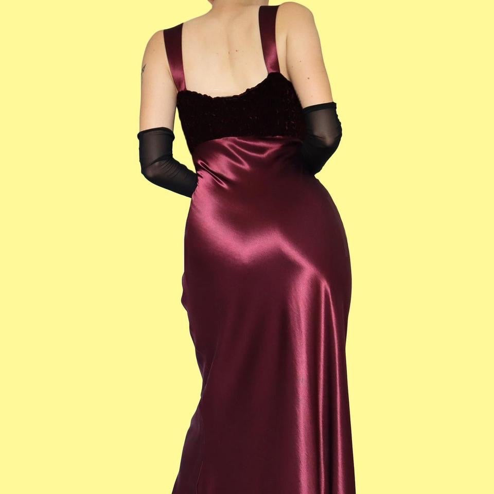 Dark red velvet bust slip dress UK 14