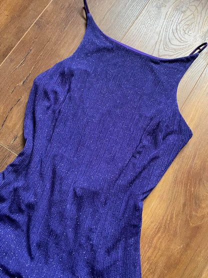Dave & Johnny purple glittery stretch evening dress UK 10-12