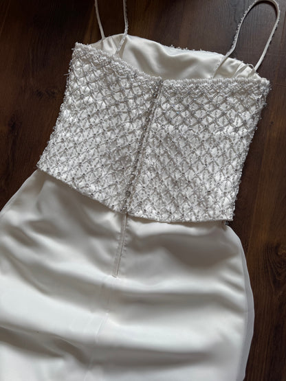 White lace & bead wedding dress uk 12