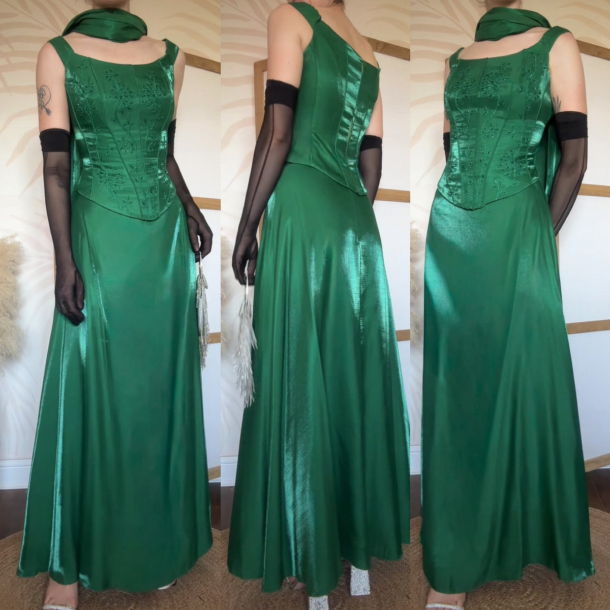 Forest green shimmery 3-piece prom set uk 12