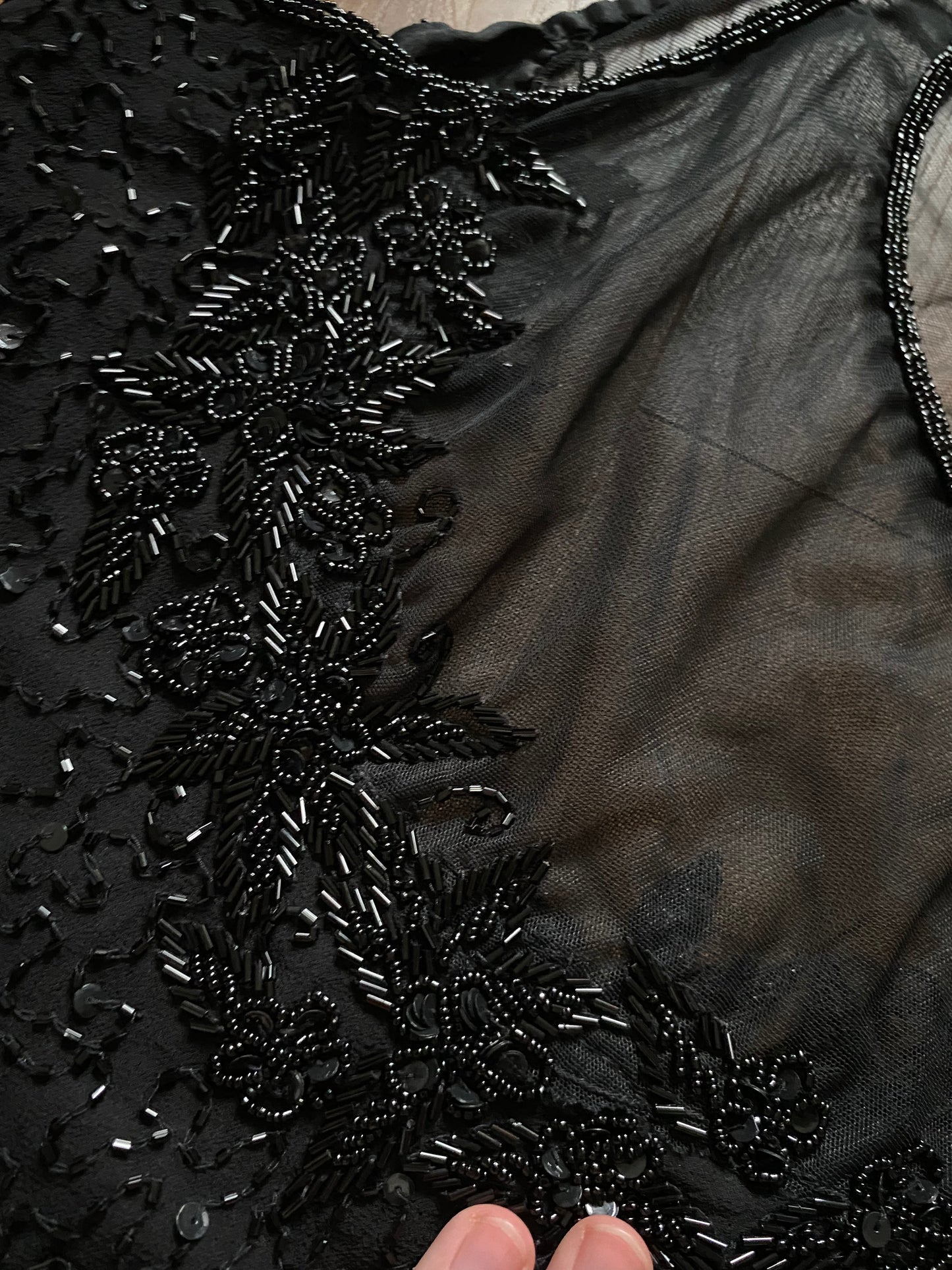 Vintage black beaded evening gown UK 8