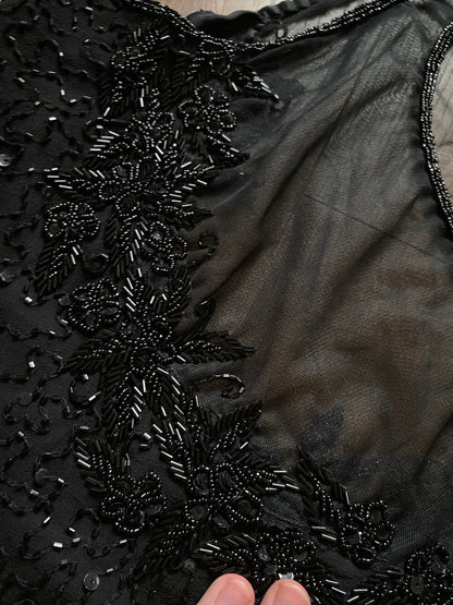 Vintage black beaded evening gown UK 8