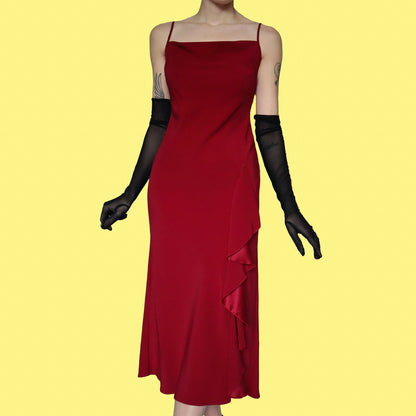 Burgundy slip dress with frill UK 10