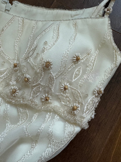 Warm ivory lace fishtail wedding dress uk 10