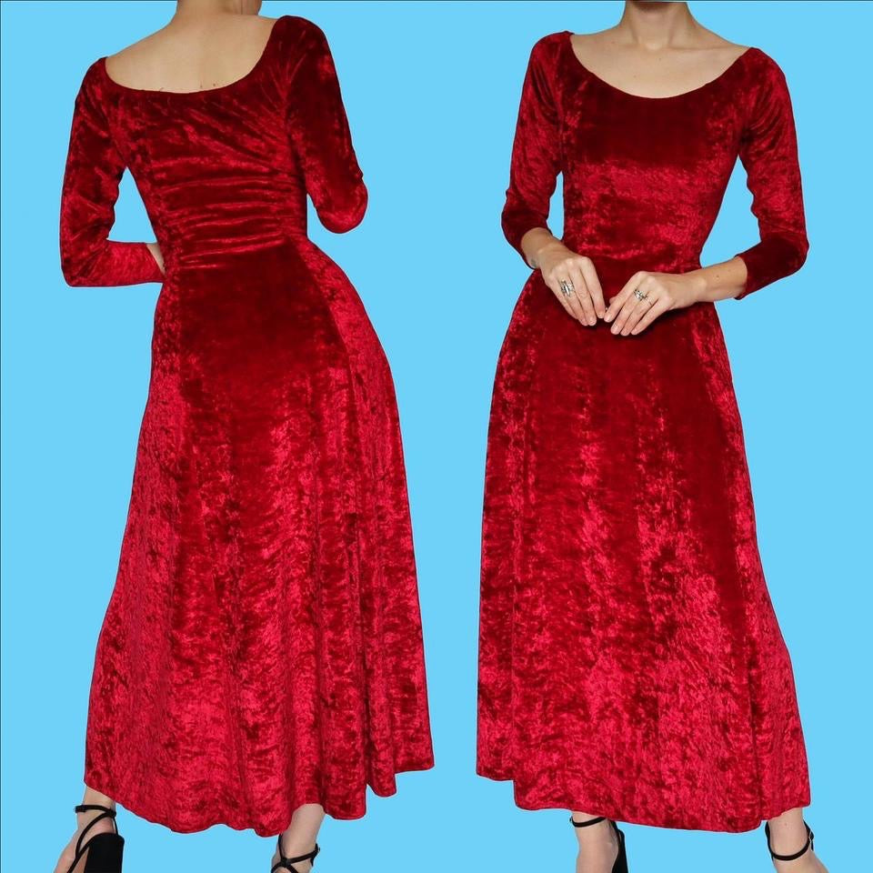 Red velvet a-line party dress UK 12