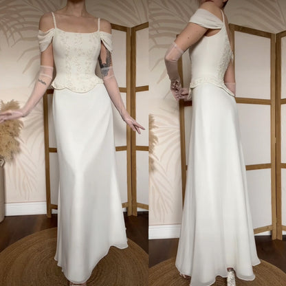 Stevies Gowns ivory off shoulder wedding dress uk 8