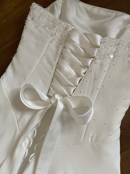 Maggie Sottero white strapless wedding dress & shawl uk 6-8