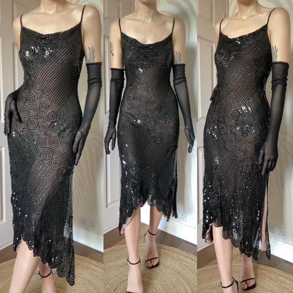 Monsoon 100% silk sequin midi dress UK 10