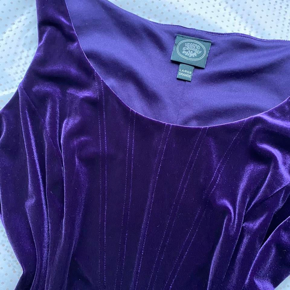 Laura Ashley purple stretch dress UK 16-18