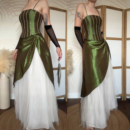 Green taffeta prom fairy 2-piece uk 8